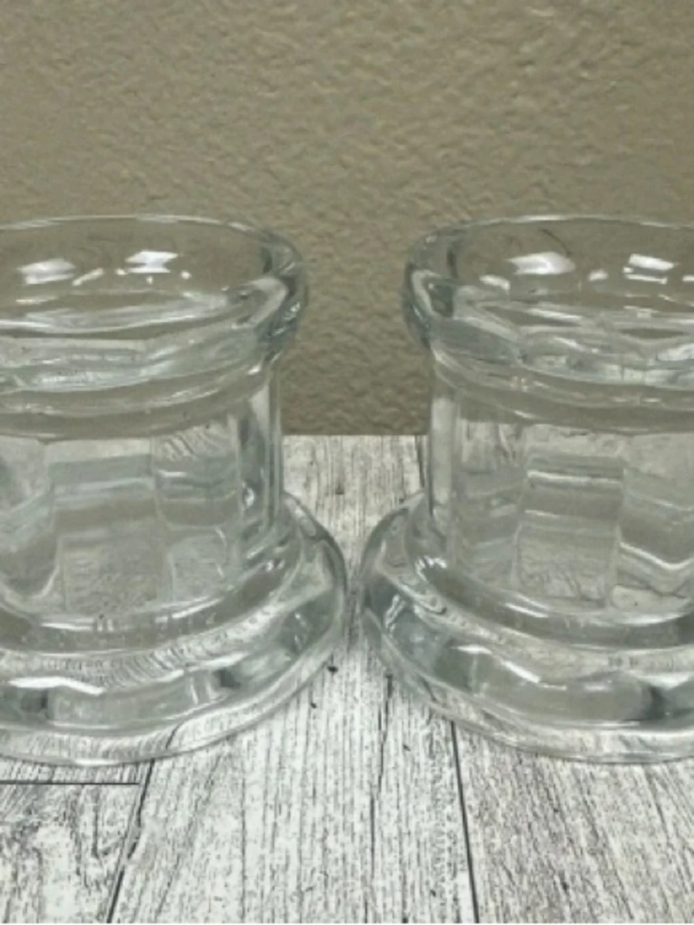 Clear Glass Holiday Candle Holders - Pair